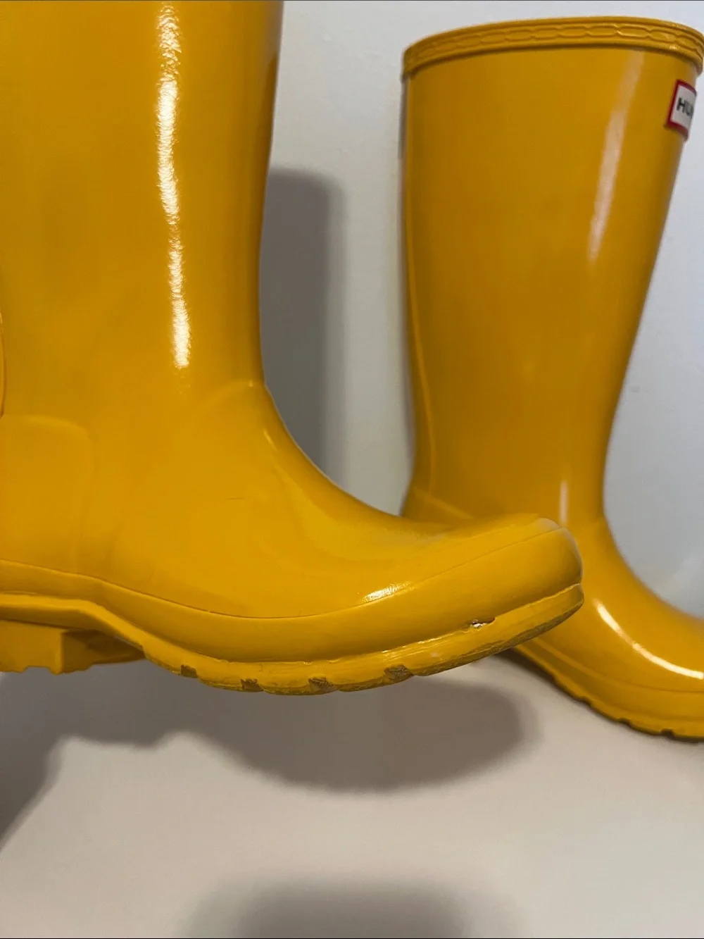 Hunter Girls Glossy Yellow Tall Rain Boots